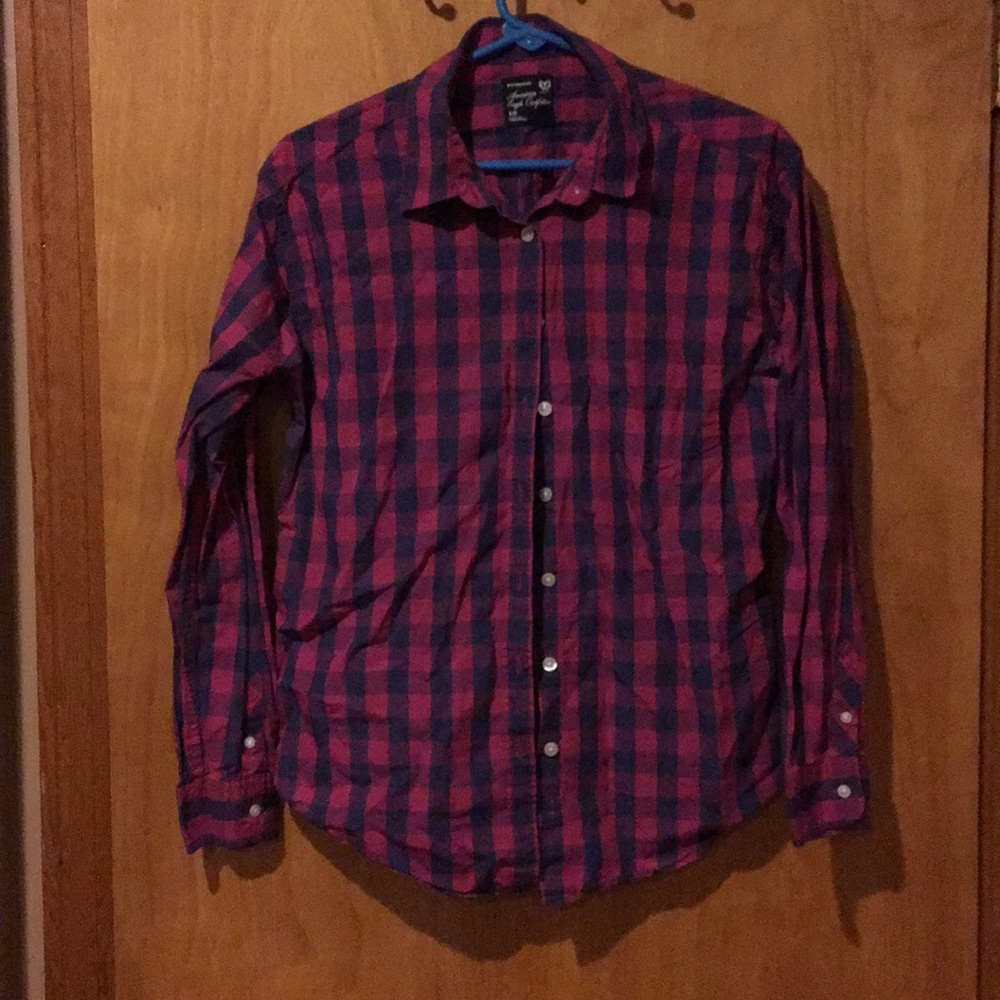 American eagle purple and magenta button down